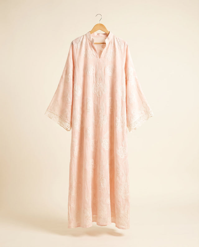 Blush Pink Embroidered Jalabiya