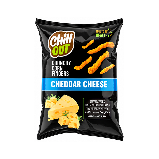 Chill Out Crunchy Corn Fingers — Seasoned Cheese on a white background
