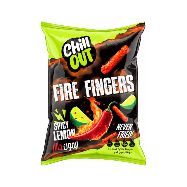 Chill Out Fire Fingers — Spicy Lemon on a white background