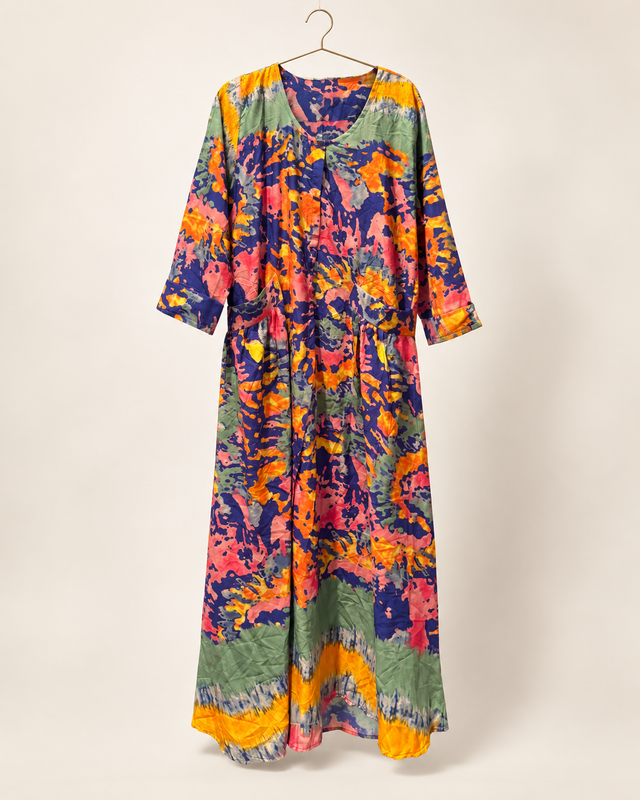 Yara Multicolour Abstract Abaya — studio product image