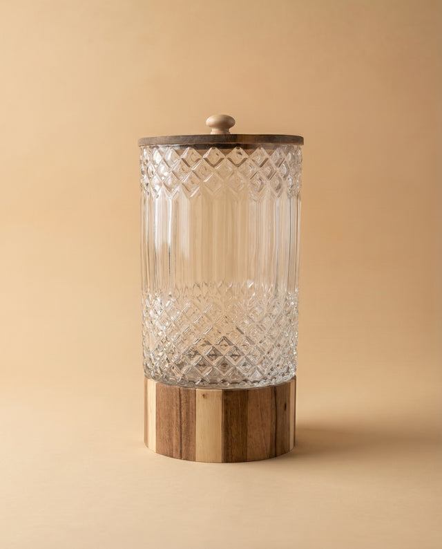 Glass Juice Dispenser — Wood Base