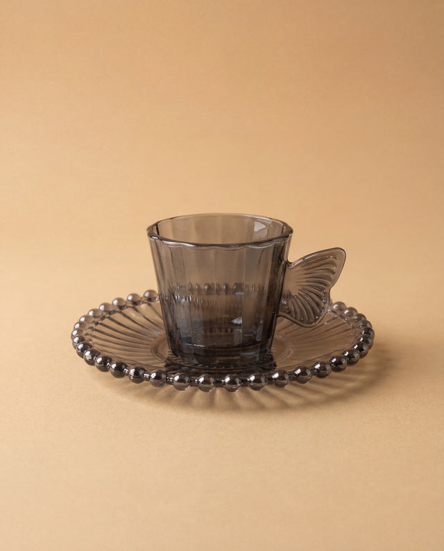 Smoked Glass Espresso Set — Textured Finish