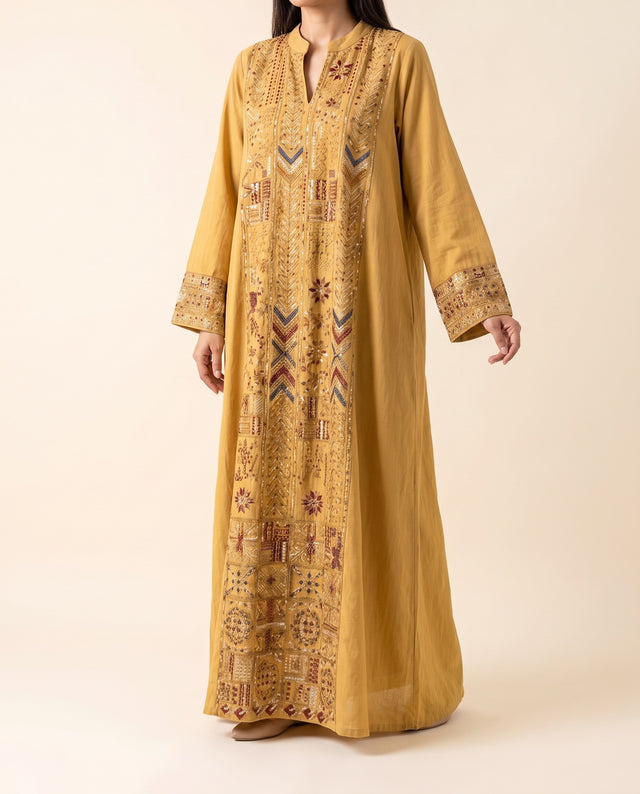 Mustard Embellished Jalabiya