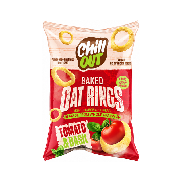 Chill Out Baked Oat Rings — Tomato & Basil on a white background