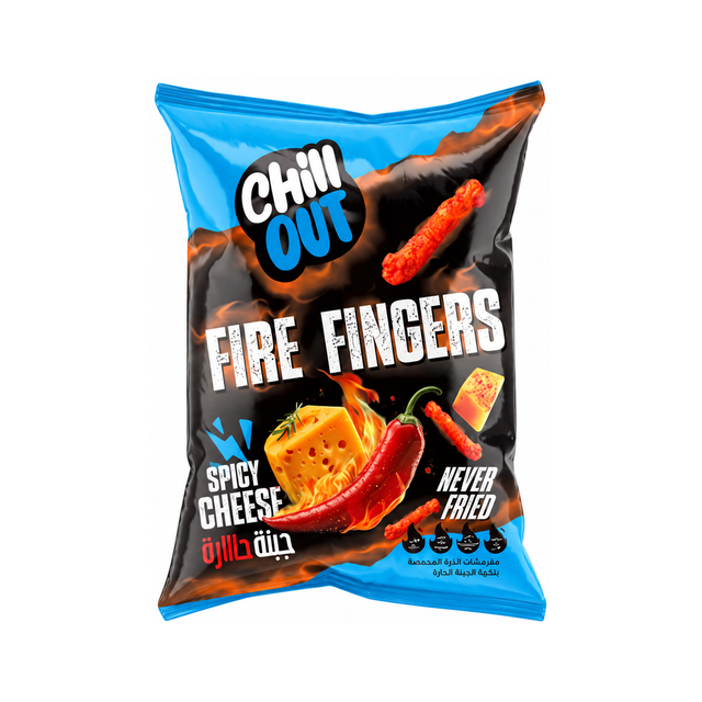 Chill Out Fire Fingers — Spicy Cheese on a white background