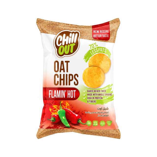 Chill Out Oat Chips — Flamin Hot on a white background