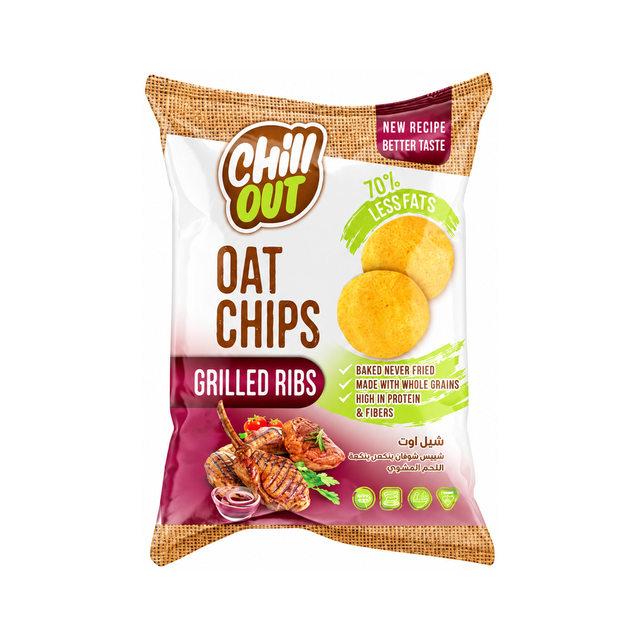 Chill Out Oat Chips — Grilled Ribs on a white background