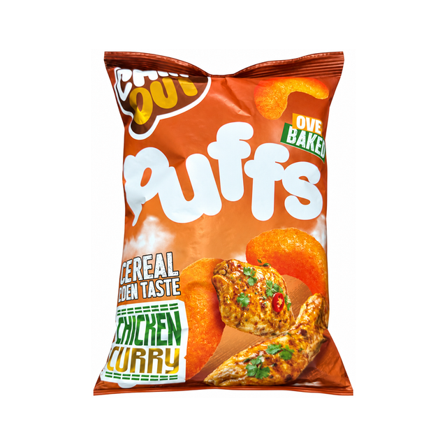 Chill Out Oven Baked Puffs — Chicken Curry on a white background