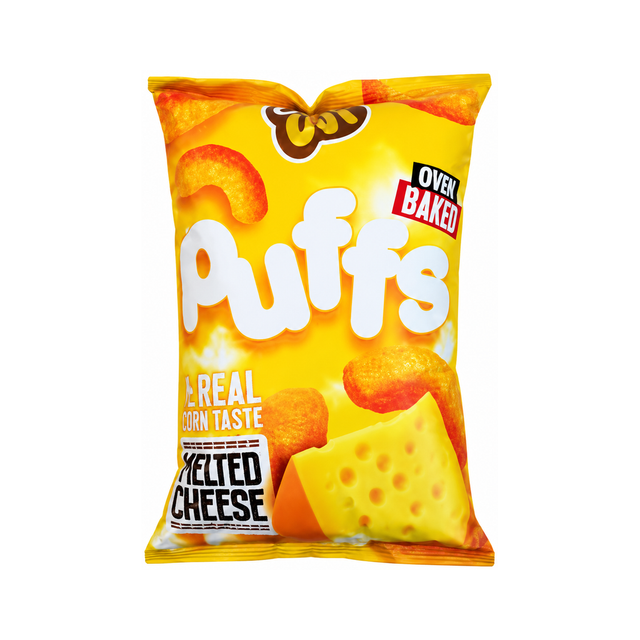 Chill Out Oven Baked Puffs — Melted Cheese on a white background