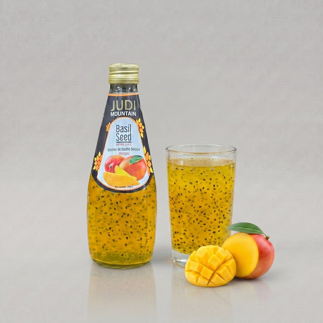عصير المانجو وبذور الريحان