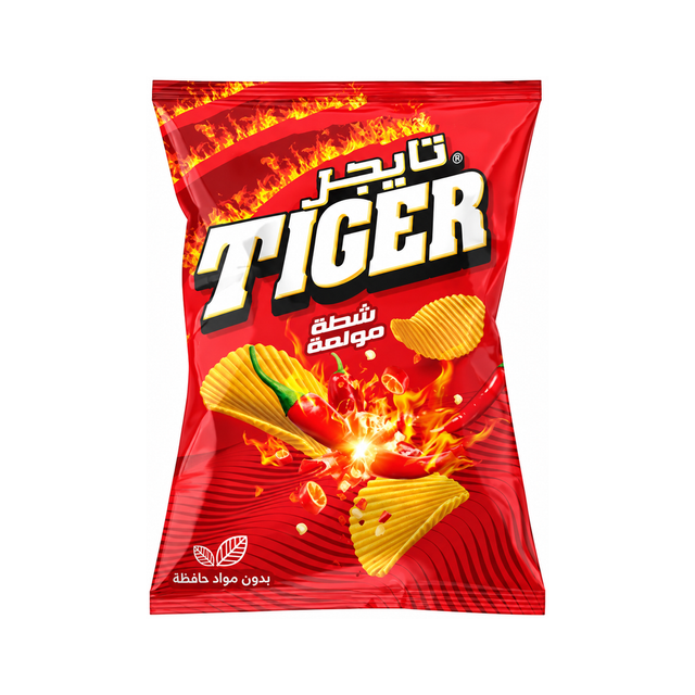 Tiger Max Chips — Fire on a white background
