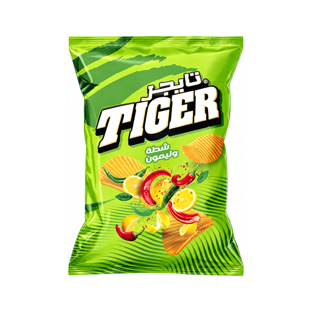 Tiger Mega Chips — Chilli & Lemon on a white background