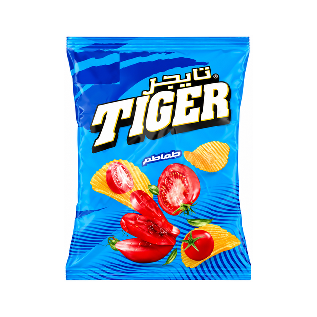 Tiger Mega Chips — Tomato on a white background
